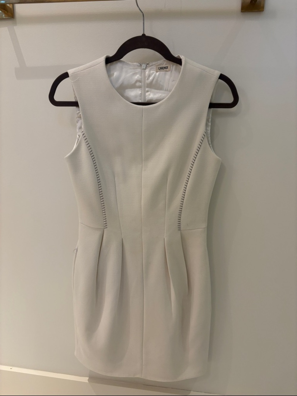 L'AGENCE Sleeveless Cream Mini Sheath Dress